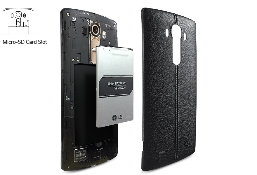 <h3>Batería Extraible de 3.000mAh y ranura para tarjeta micro-SD